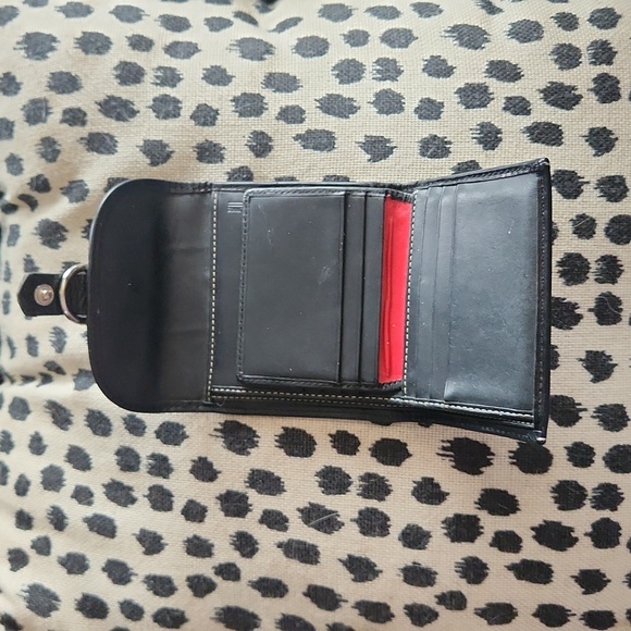 Dooney & Bourke Compact Black Leather Snap Tri-fold Wallet - Picture 6 of 11